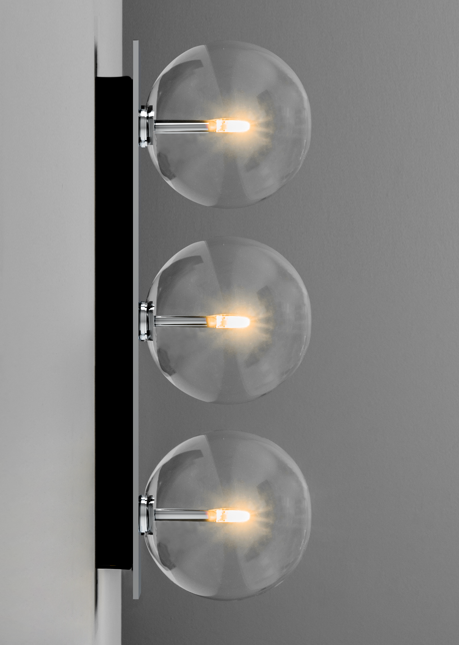 Schwung Oslo Triple Black Gunmetal Transparent Globe Wall Light